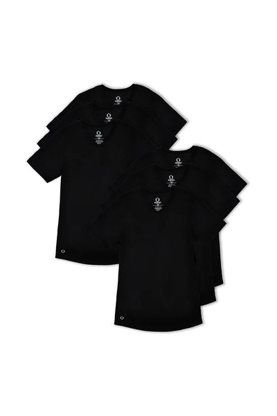 V-Neck True-T Black Pack Of 6