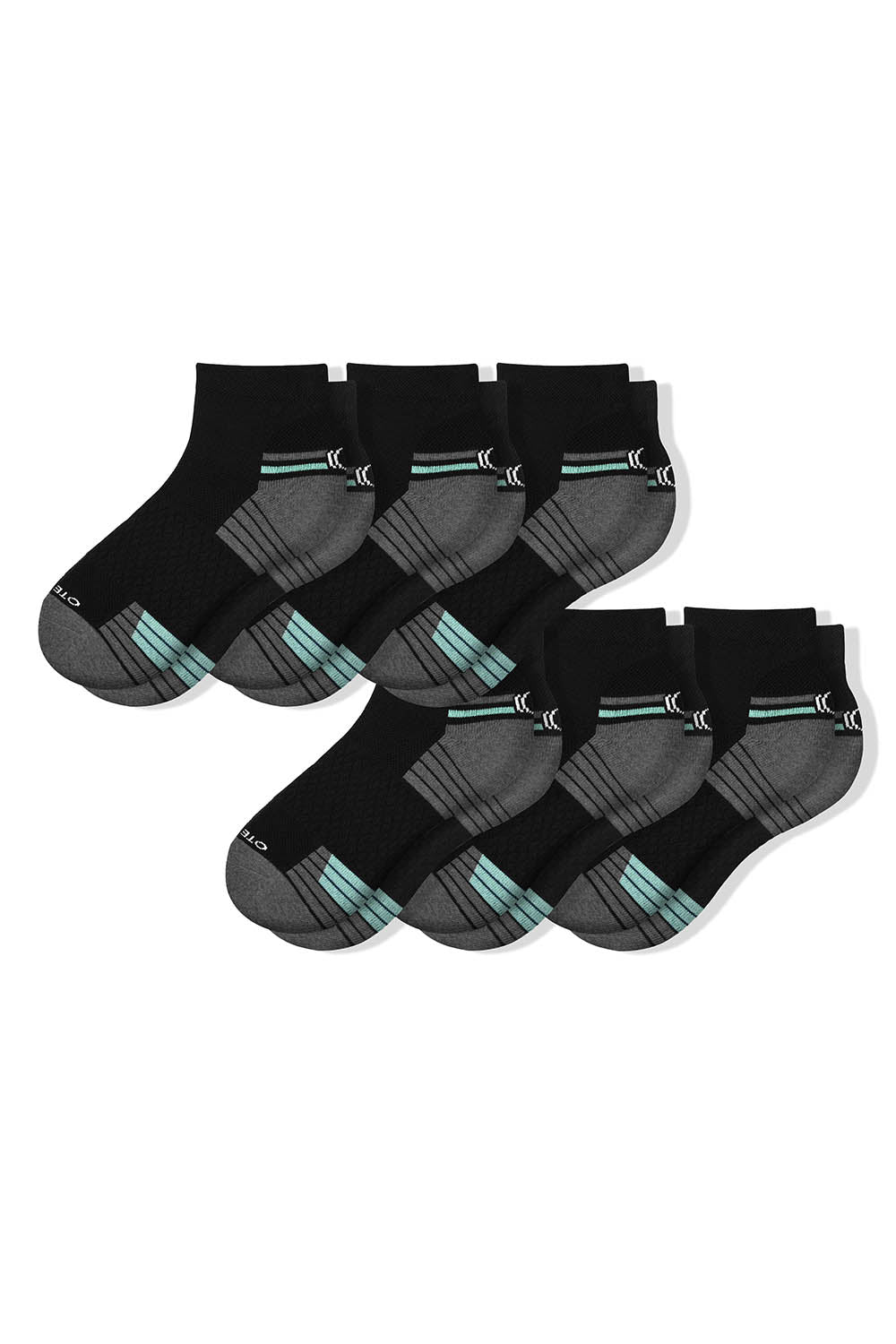 Performance Quarter Socks Black Pack of 6