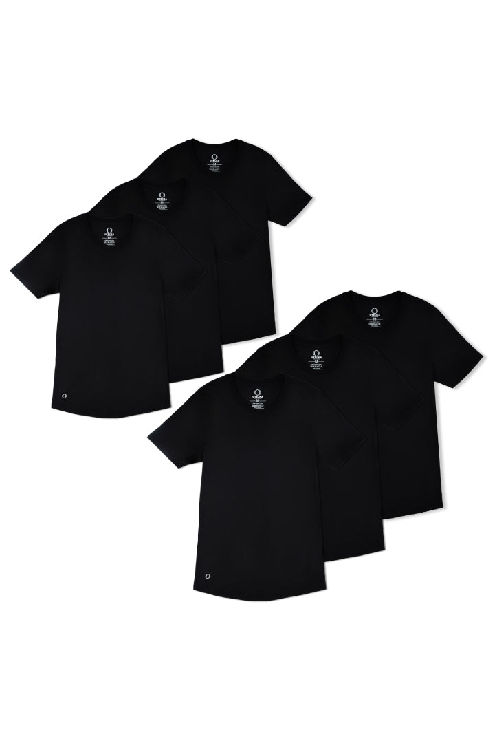 CREW NECK TRUE-T BLACK PACK OF 6