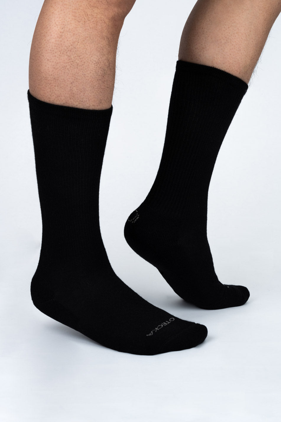 Long Staple Yarn Cotton Crew Black Socks